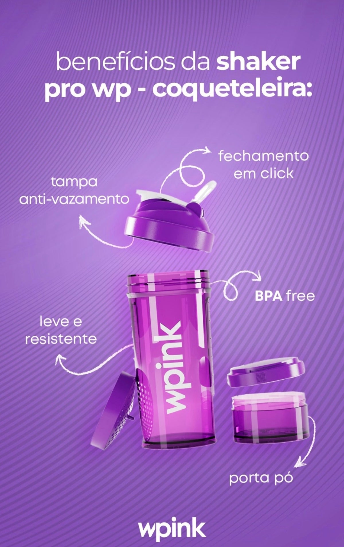 Shaker Pro WP — Coqueteleira WePink 700 ml