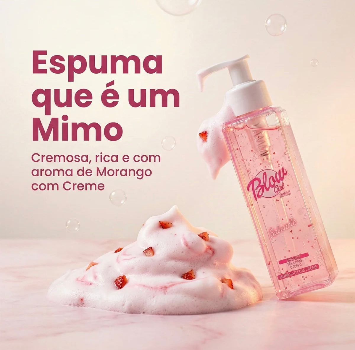 Blow Girl Sabonete Líquido Corporal – Morango com Creme 200 ml 🍓🫧