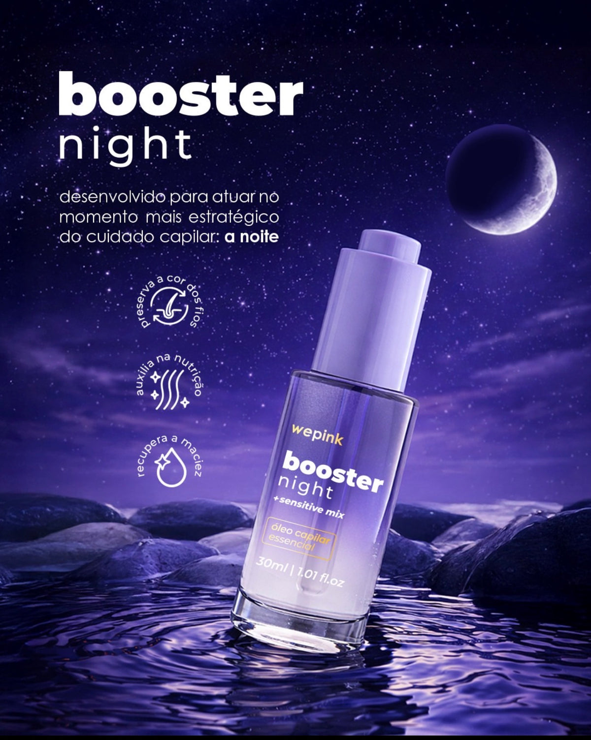 WePink Booster Night – Óleo Capilar Noturno 30 ml 🌙💜